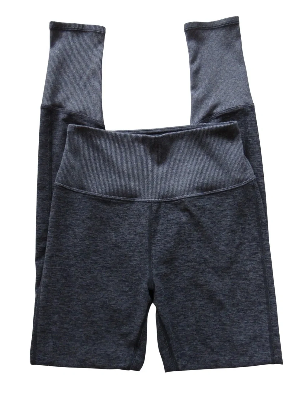 Alo Yoga High Waist Lounge Leggings Small Gray Ribbed Cuffs Soft Comfort Stretch